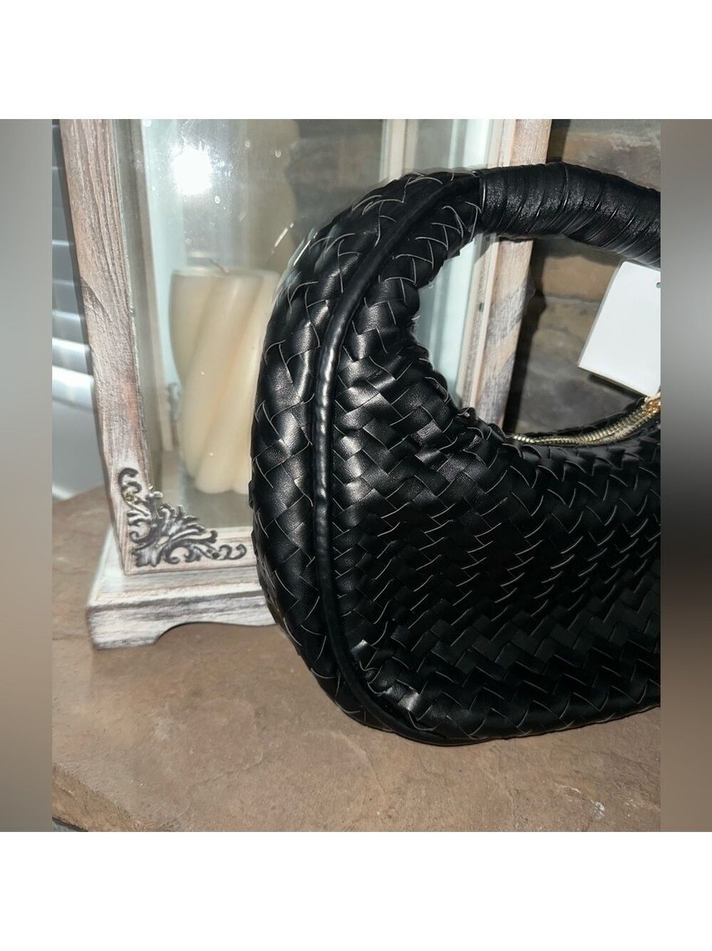MODA LUXE-Woven Circle Shoulder bag-Black-NWT-Retail $100 - Picture 6 of 11